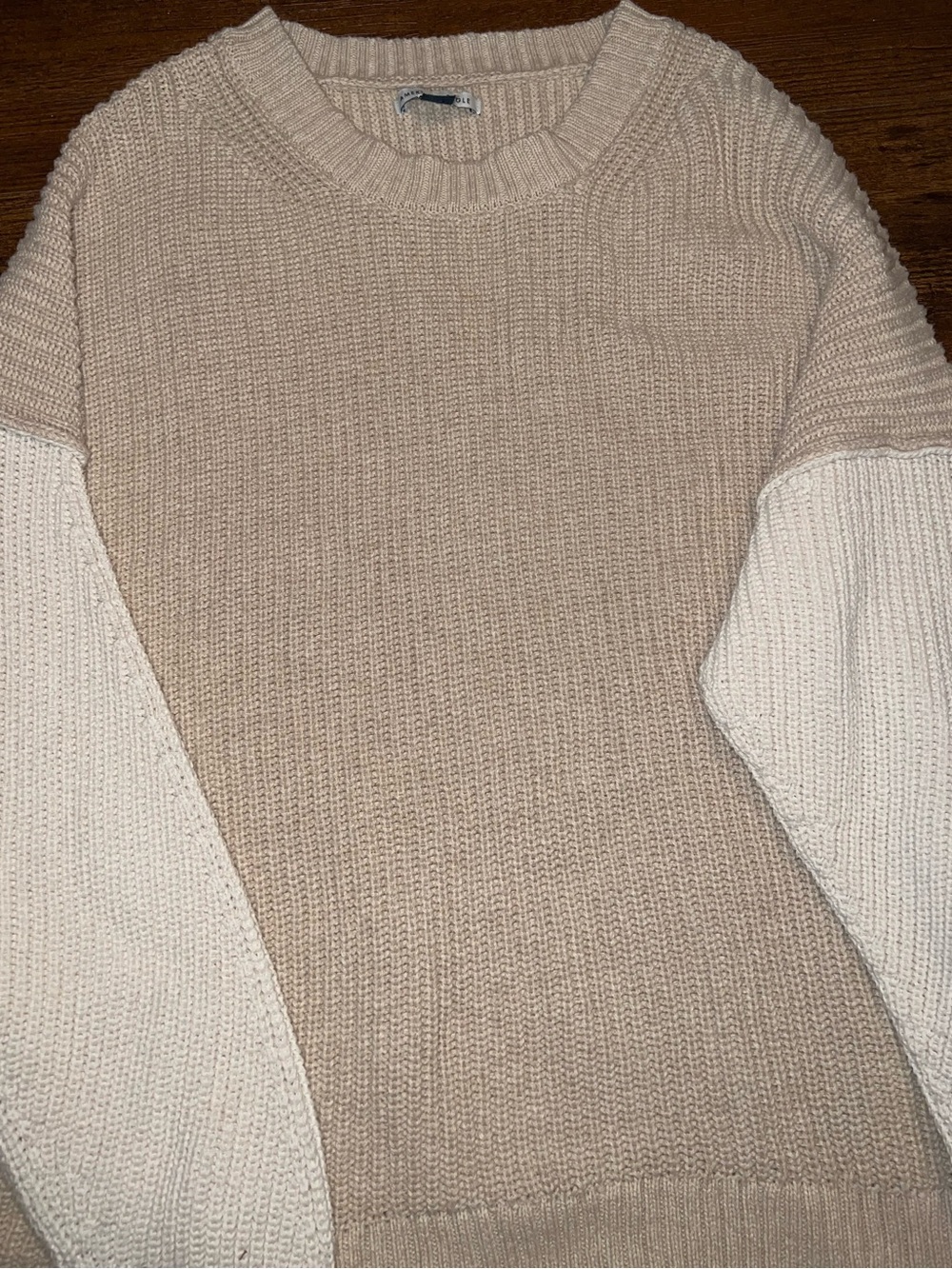 American Eagle Minimalist Knit Beige Casual Oversized Two Tone Sweater Size L - Picture 5 of 8